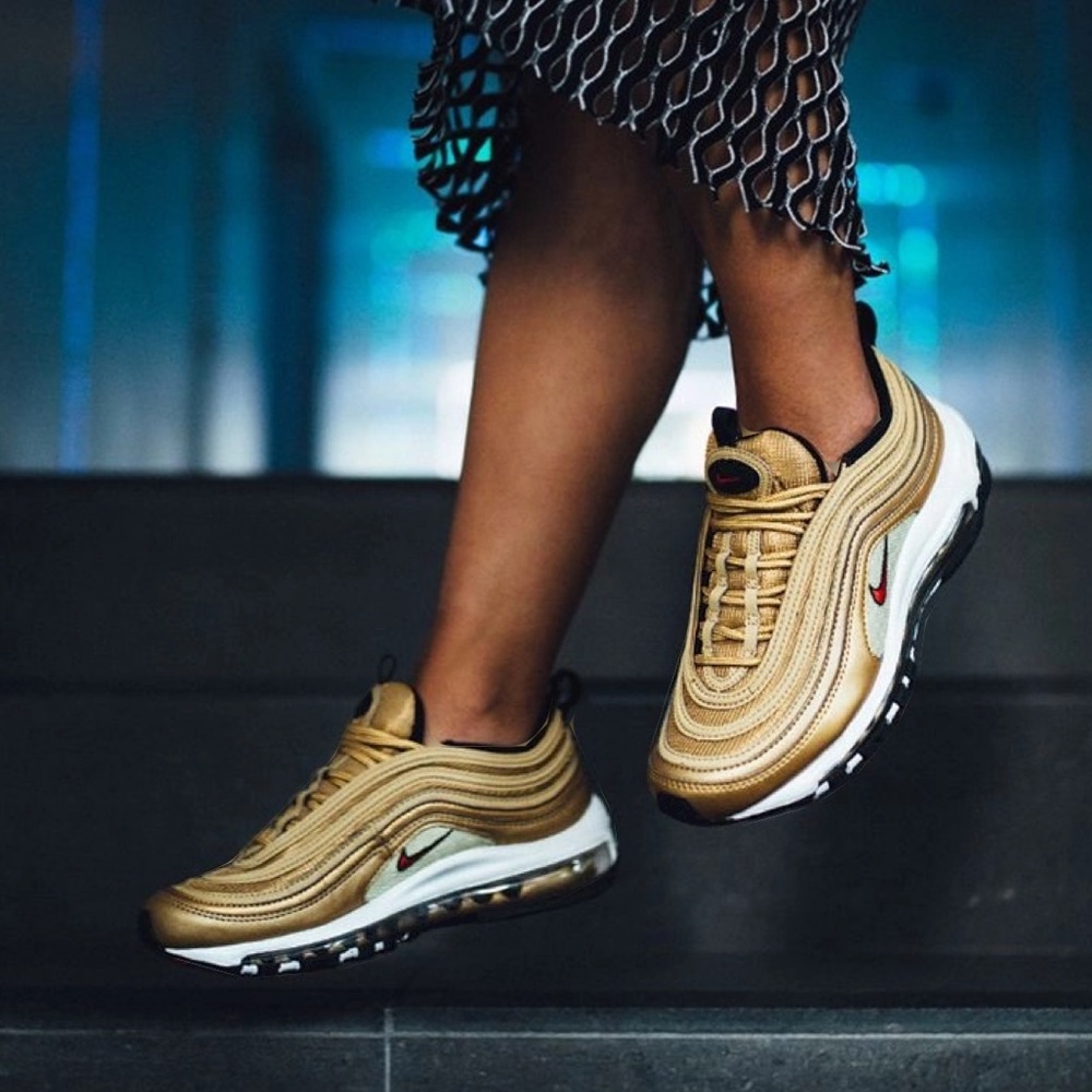 Nike Air Max 97 Gold Bullet Sneakers- SZ 5.5 Y- W 7